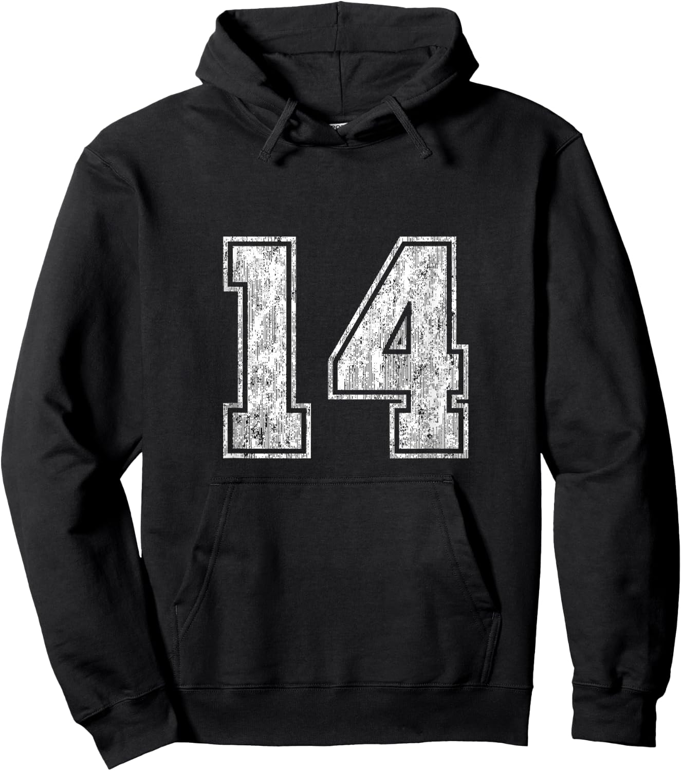 Number 14 Vintage Fourteen Sports Design Hoodie - Hoodie | Black