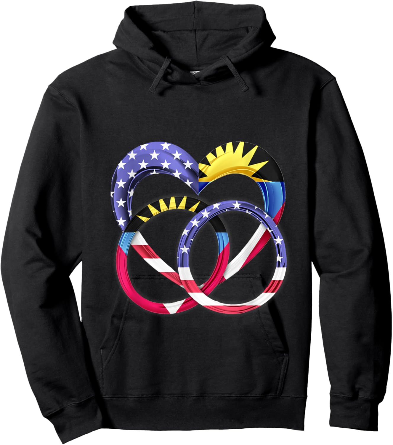 American Flag Heart Wedding Rings Marriage Antigua Hoodie - Hoodie | Black