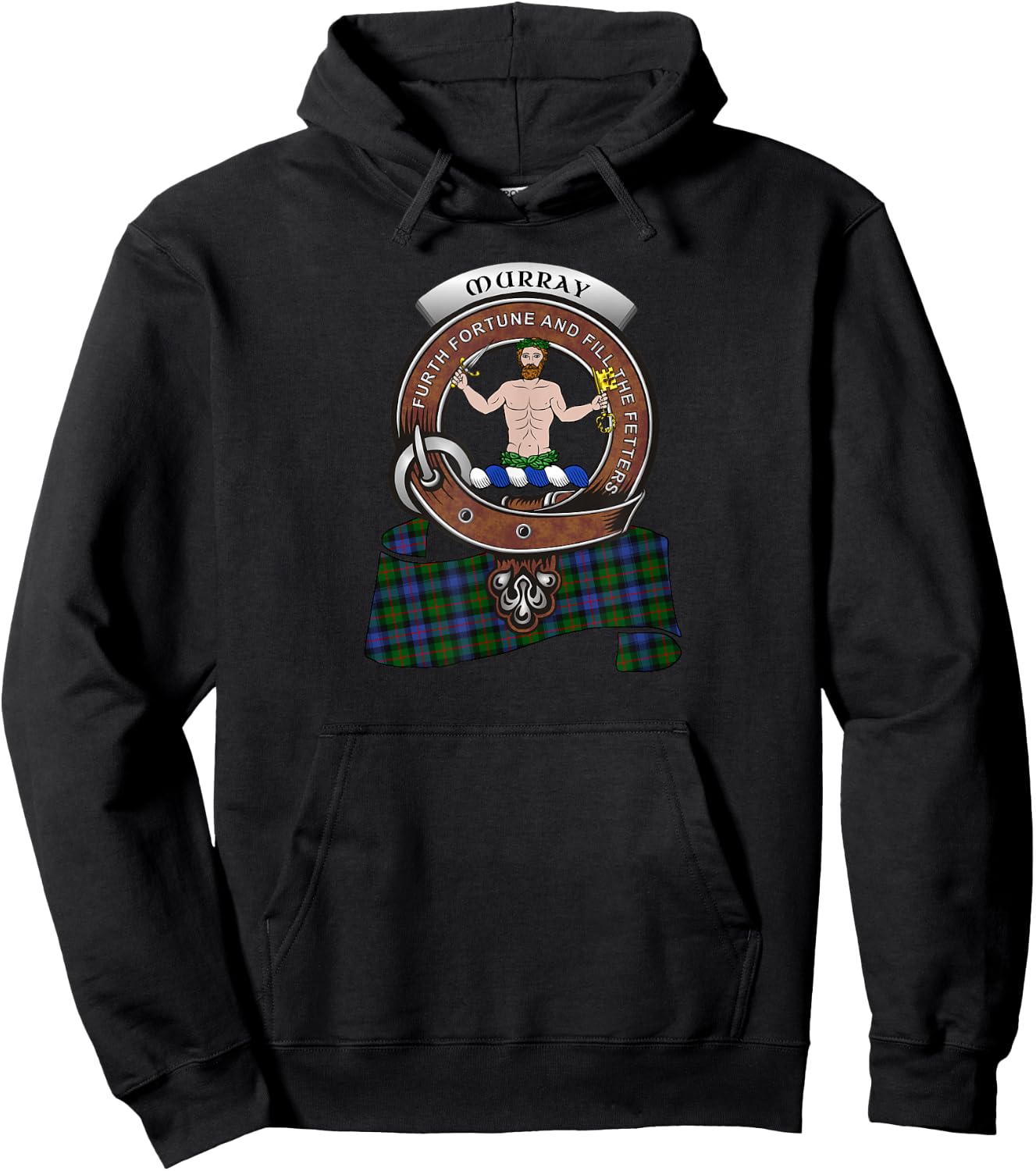 Murray (Atholl) Clan Badge & Tartan Hoodie - Hoodie | Black