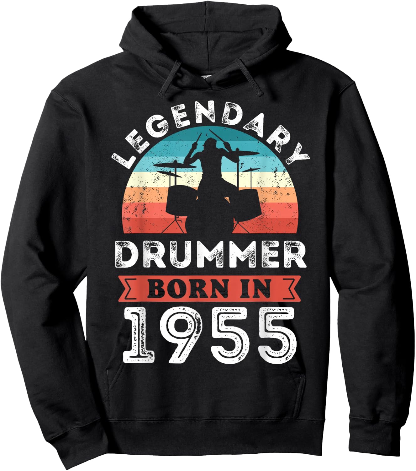 Legendary Drummer born 1955 70th Birthday Gifts Drumming Hoodie - Hoodie | Black