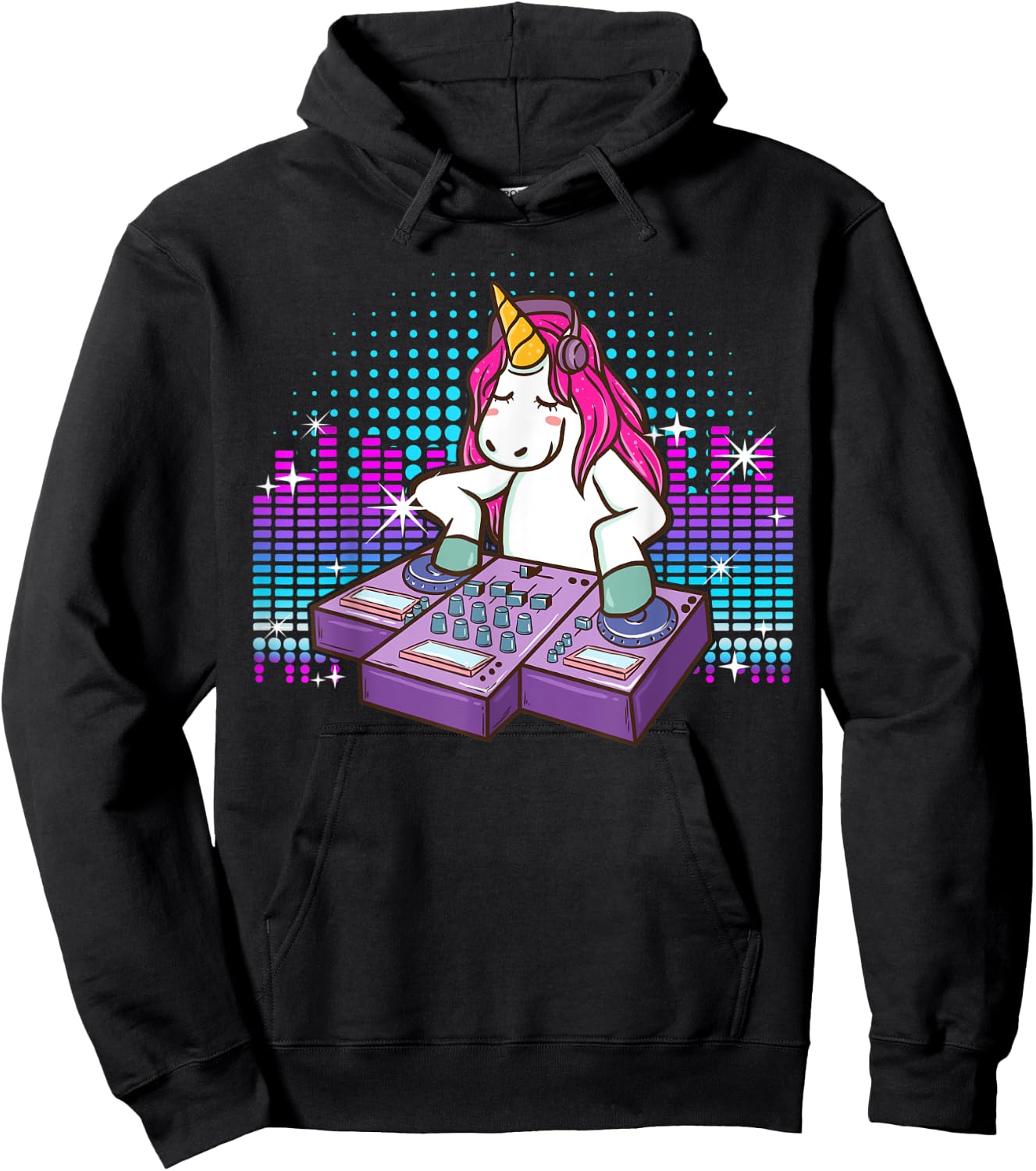 Fun DJ Shirt Unicorn T Shirts DJ Turntable Shirt Rave Shirt Hoodie - Hoodie | Black