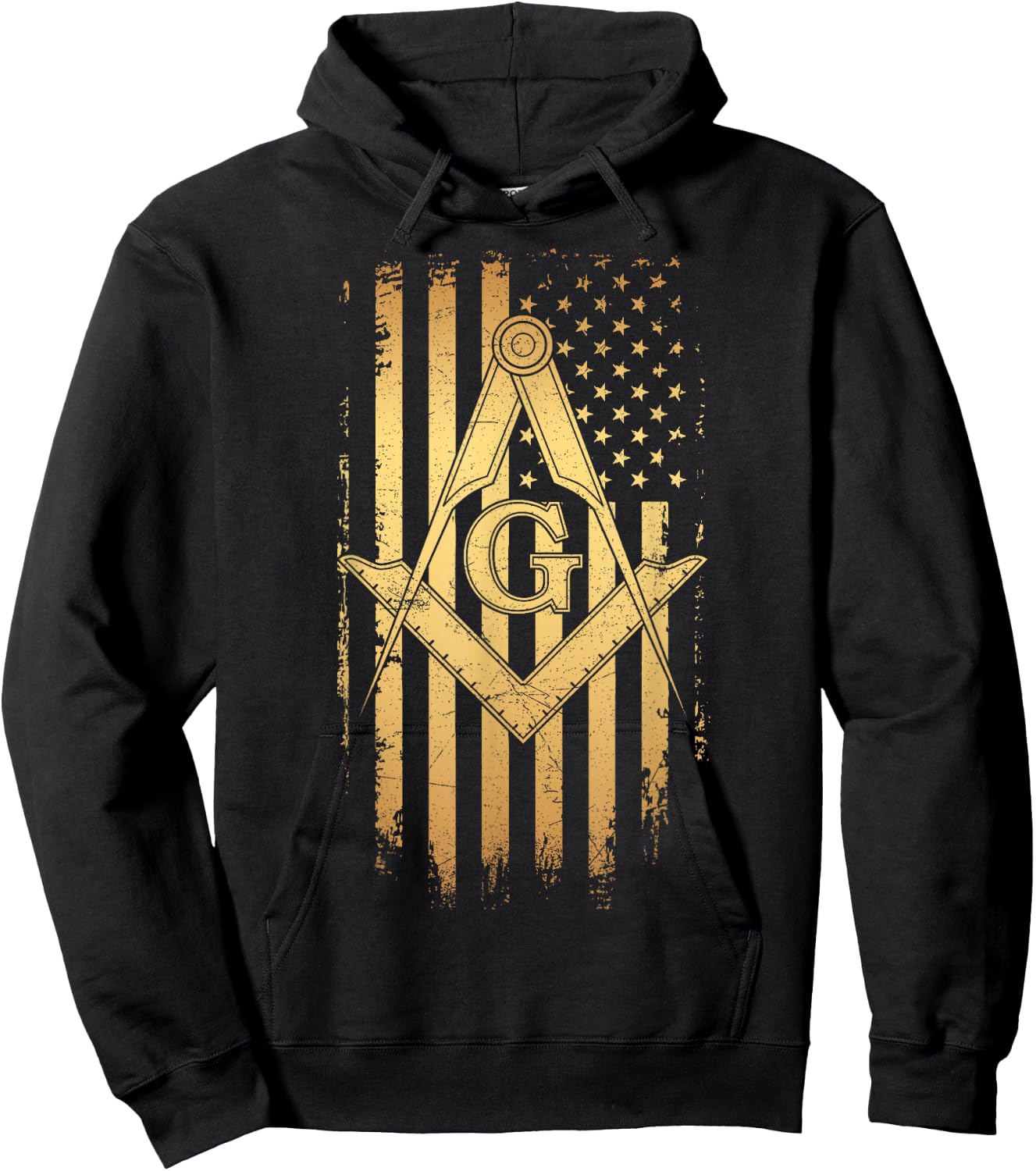 Masonic American Flag Square and Compass - Freemason Hoodie - Hoodie | Black