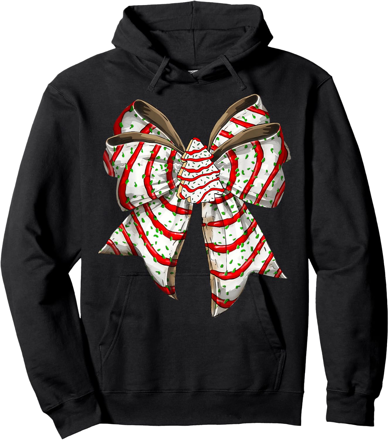 Coquette Bow Christmas Tree Cake Christmas Vibes Girls Women Hoodie - Hoodie | Black