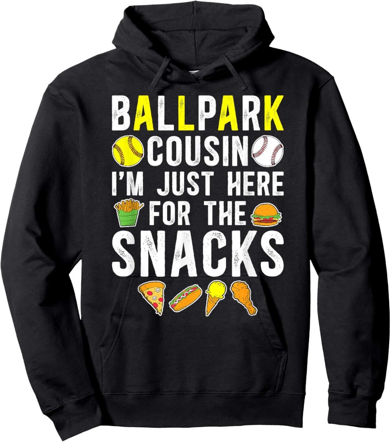 Ballpark Cousin Funny Softball Baseball Cousin Hoodie - Hoodie | Black