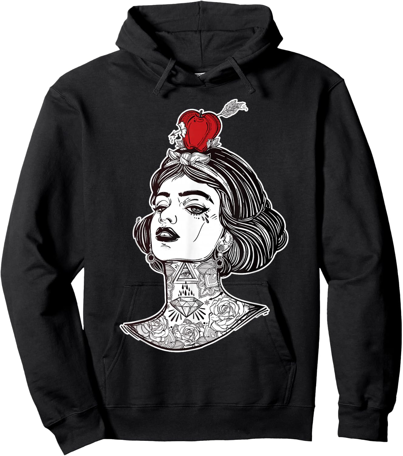 Red Apple Arrow Aim - William Tell Pin-Up Tattoo Hoodie - Hoodie | Black