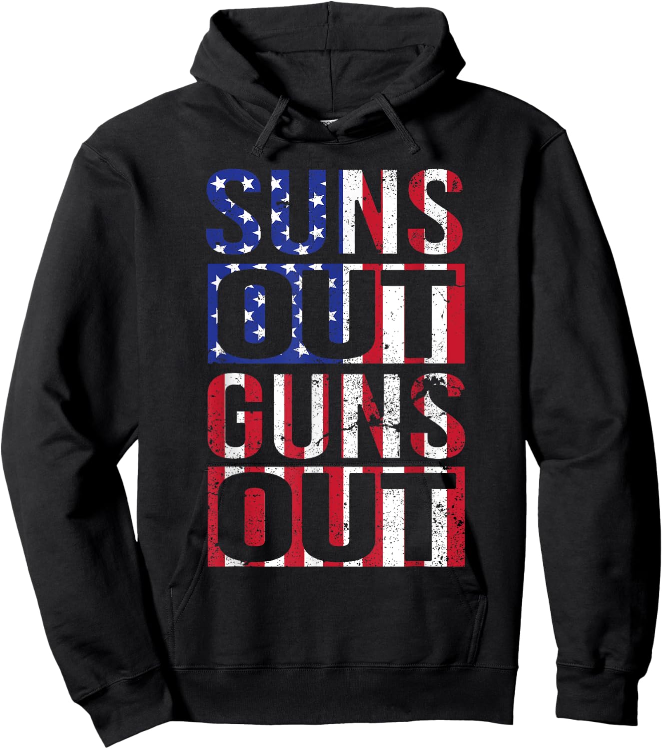 Suns Out Guns Out Funny Fourth Of July Muscles Hoodie - Hoodie | Black