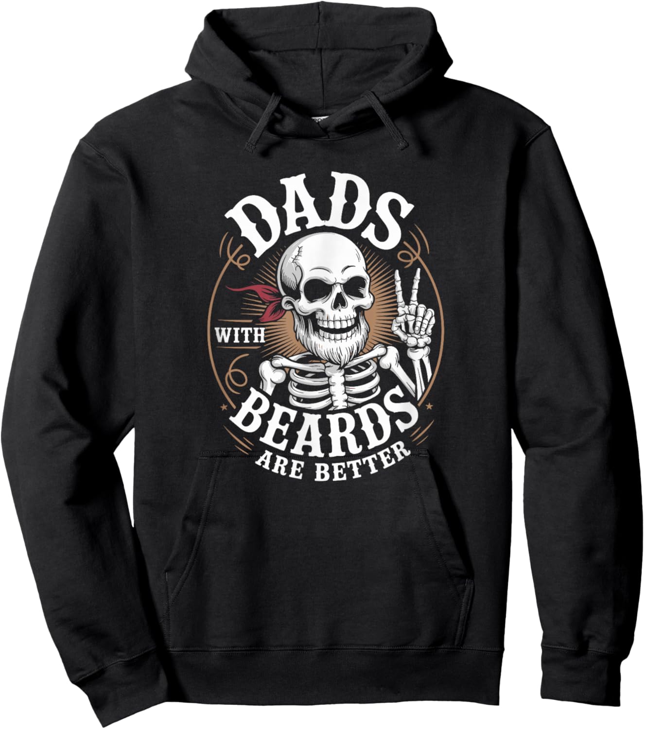 Dads With Beards Are Better Skeleton Funny Fathers Day Skull Hoodie - Hoodie | Black