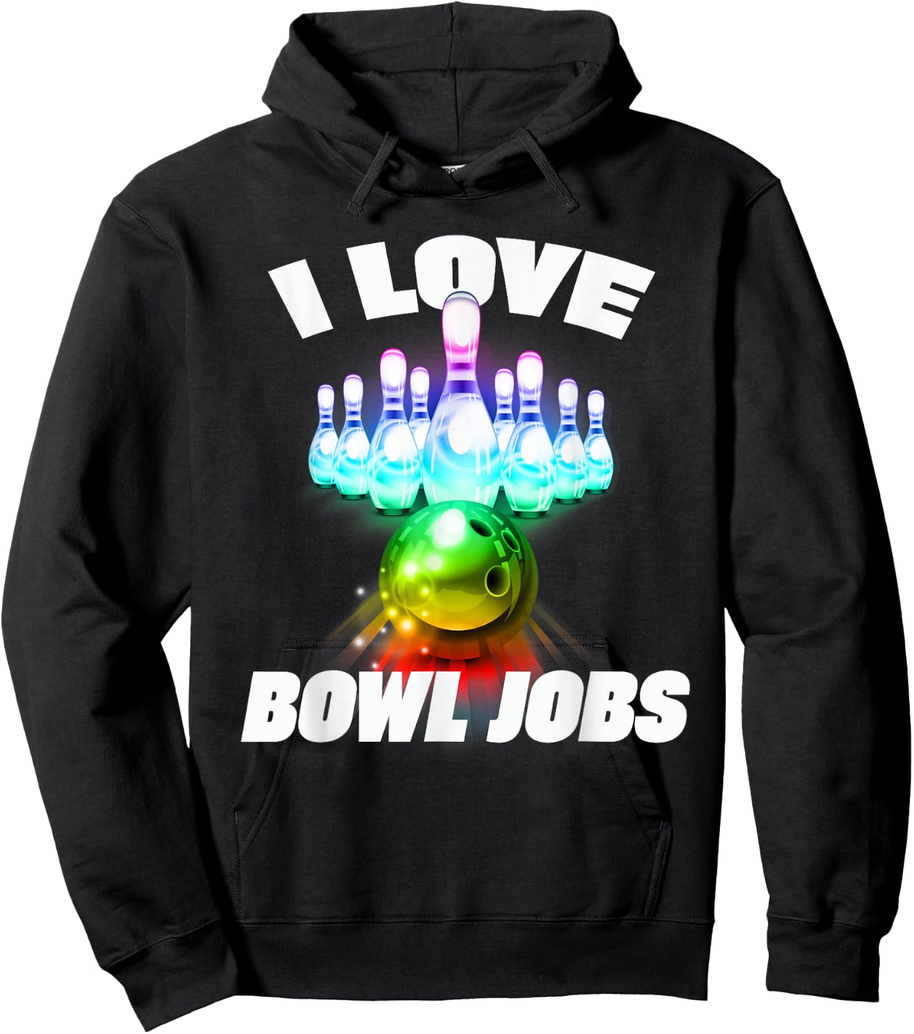 I love Bowl Jobs Gay rainbow matching team bowling Hoodie - Hoodie | Black