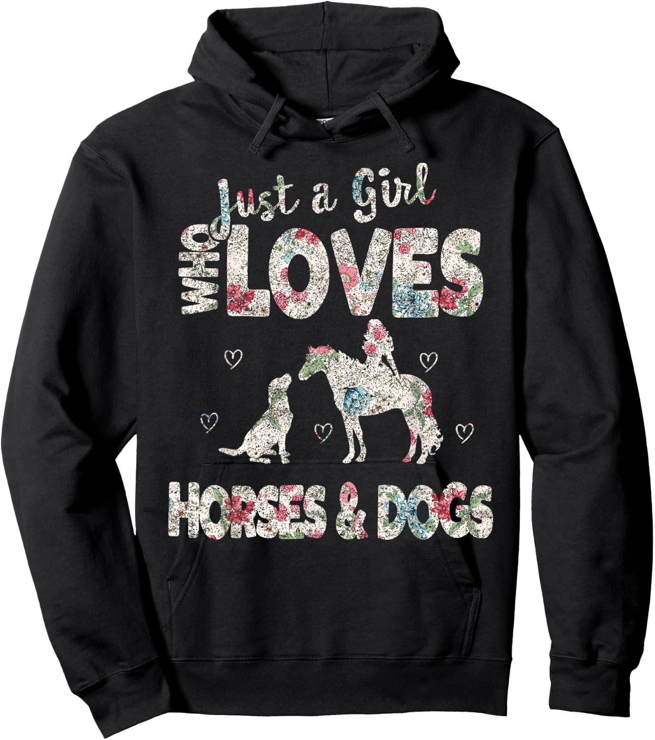 Just a Girl who loves Horses And Dogs Funny Horse & Dog Hoodie - Hoodie | Black