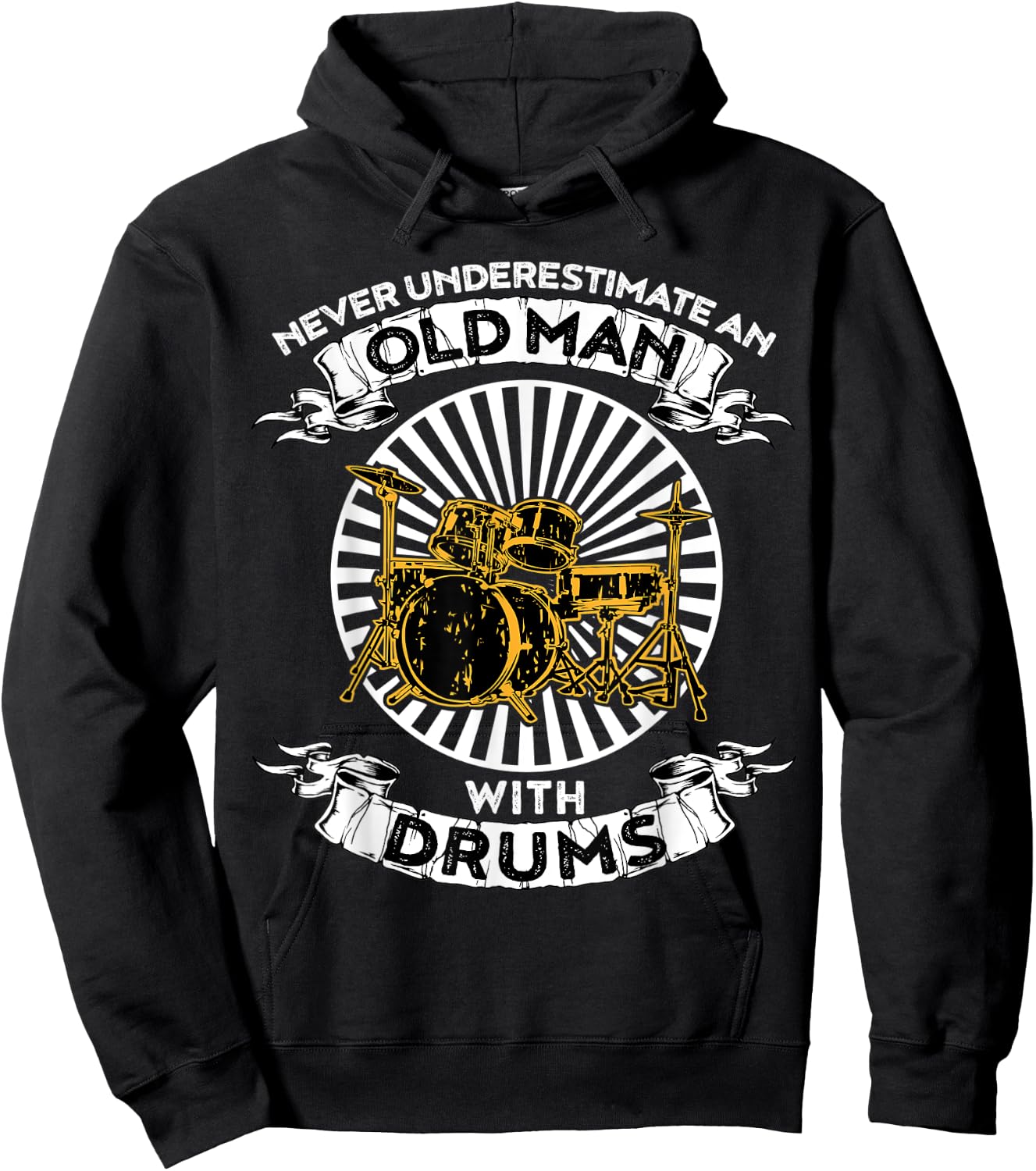 Never Underestimate An Old Man With Drums Hoodie - Hoodie | Black