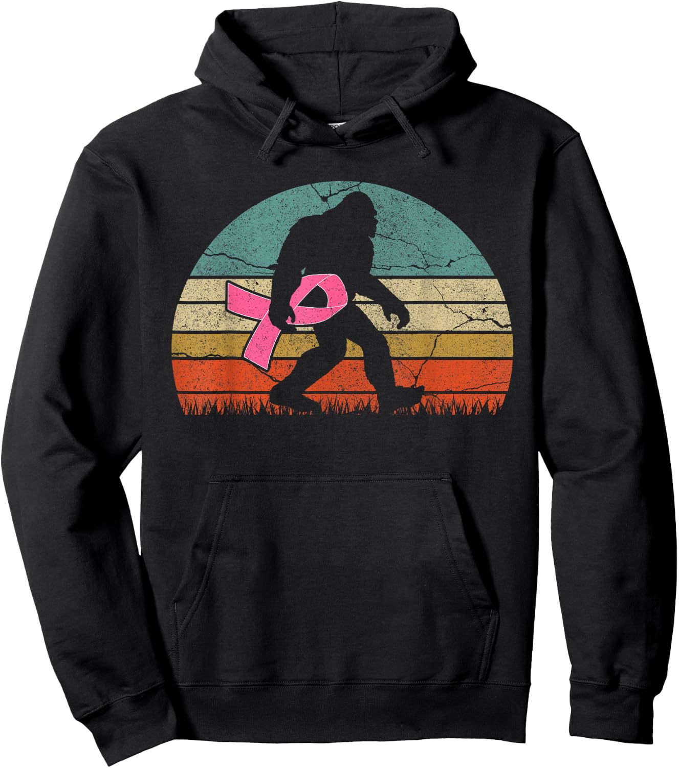 breast cancer survivor Vintage Bigfoot women Hoodie - Hoodie | Black