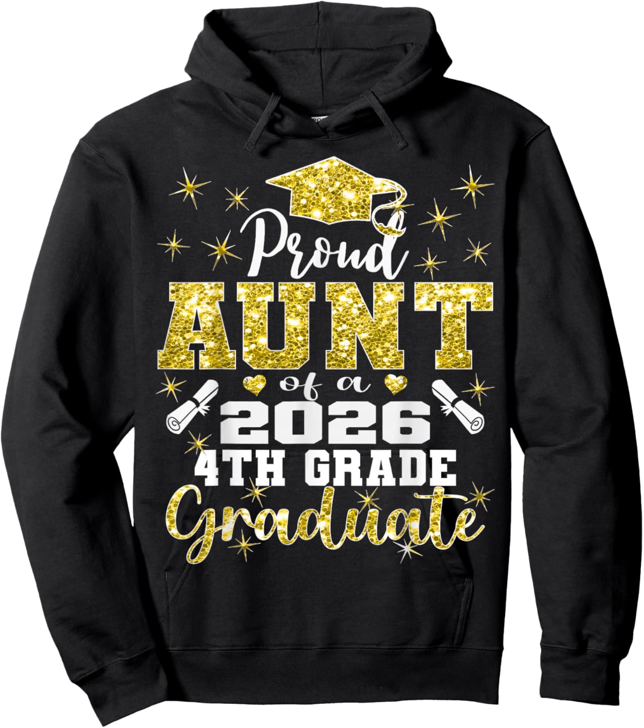 Proud Aunt of 4th Grade Graduate 2026 Family Graduation Hoodie - Hoodie | Black