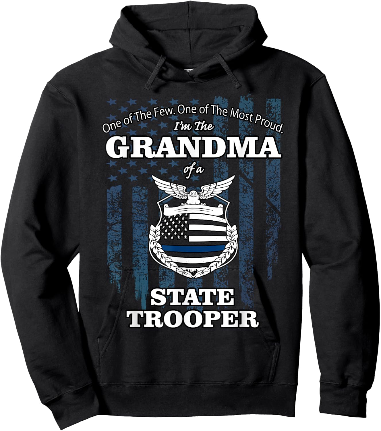 State police badge - proud state trooper grandma Hoodie - Hoodie | Black