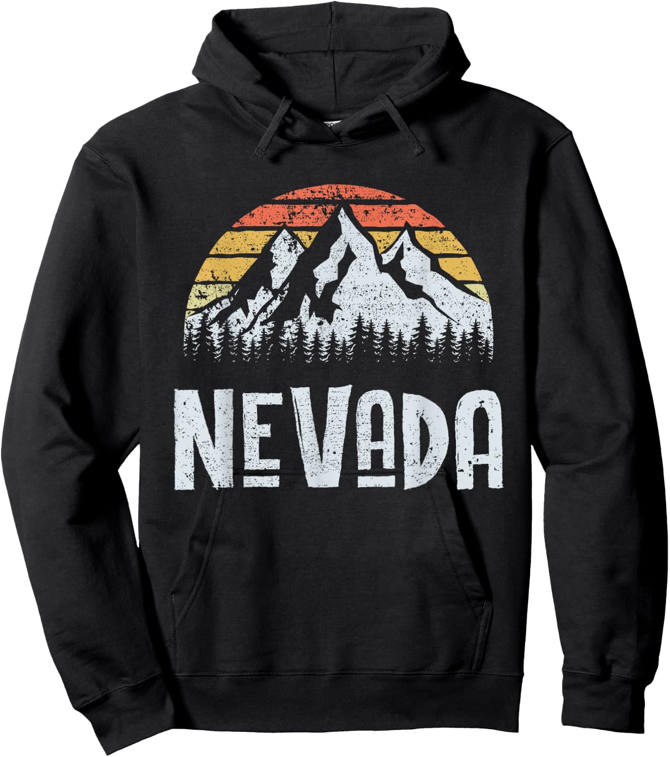 Vintage Retro NV Nevada Mountain State Sunrise Hoodie - Hoodie | Black