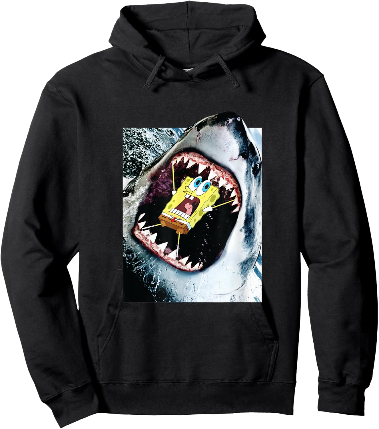 Shark Eating Spongebob Squarepants Hoodie - Hoodie | Black