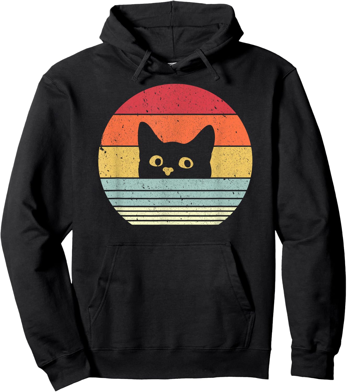 Cat Shirt. Retro Style Hoodie - Hoodie | Black