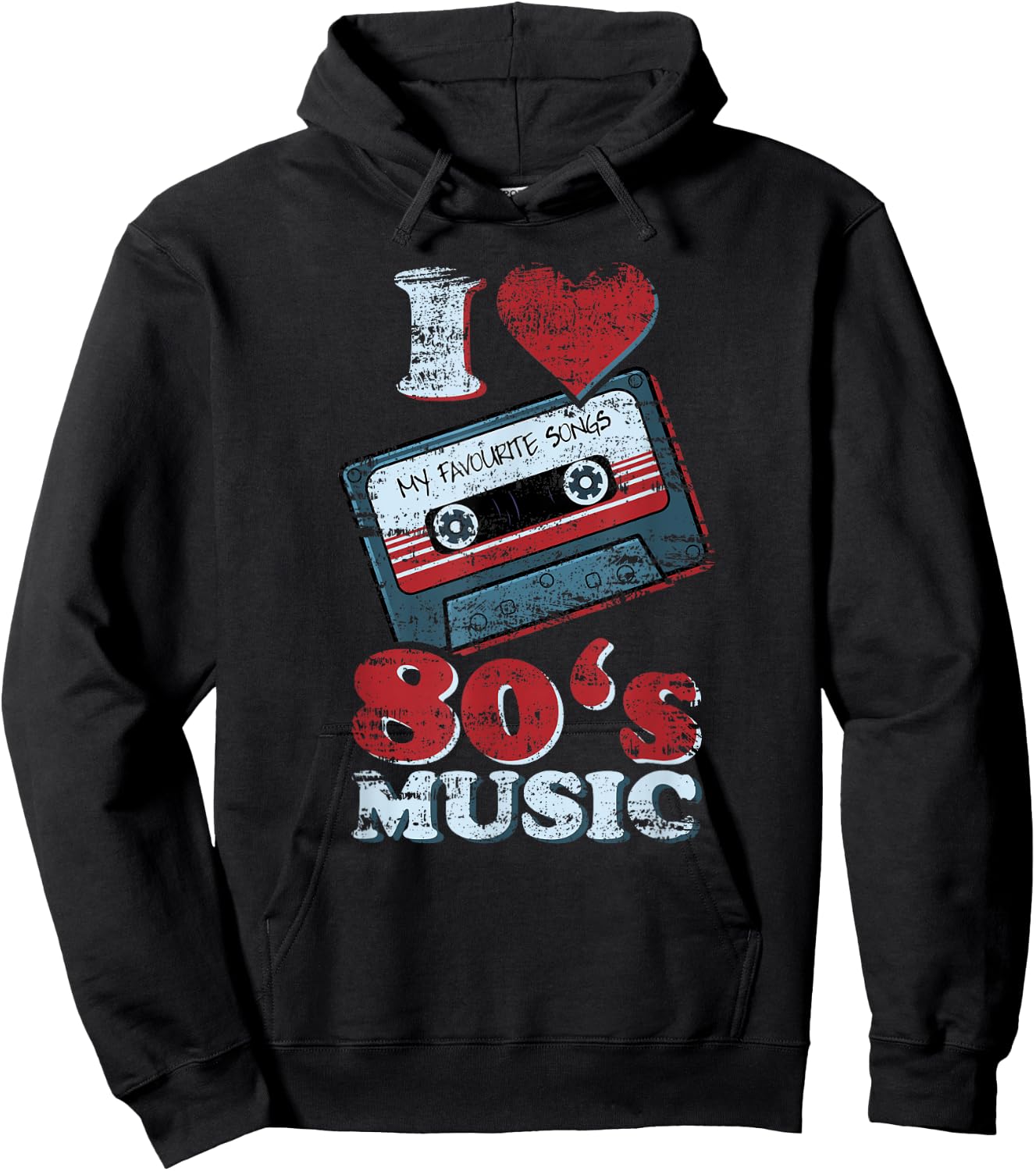 I LOVE 80s MUSIC Old School Retro Funny Hoodie - Hoodie | Black