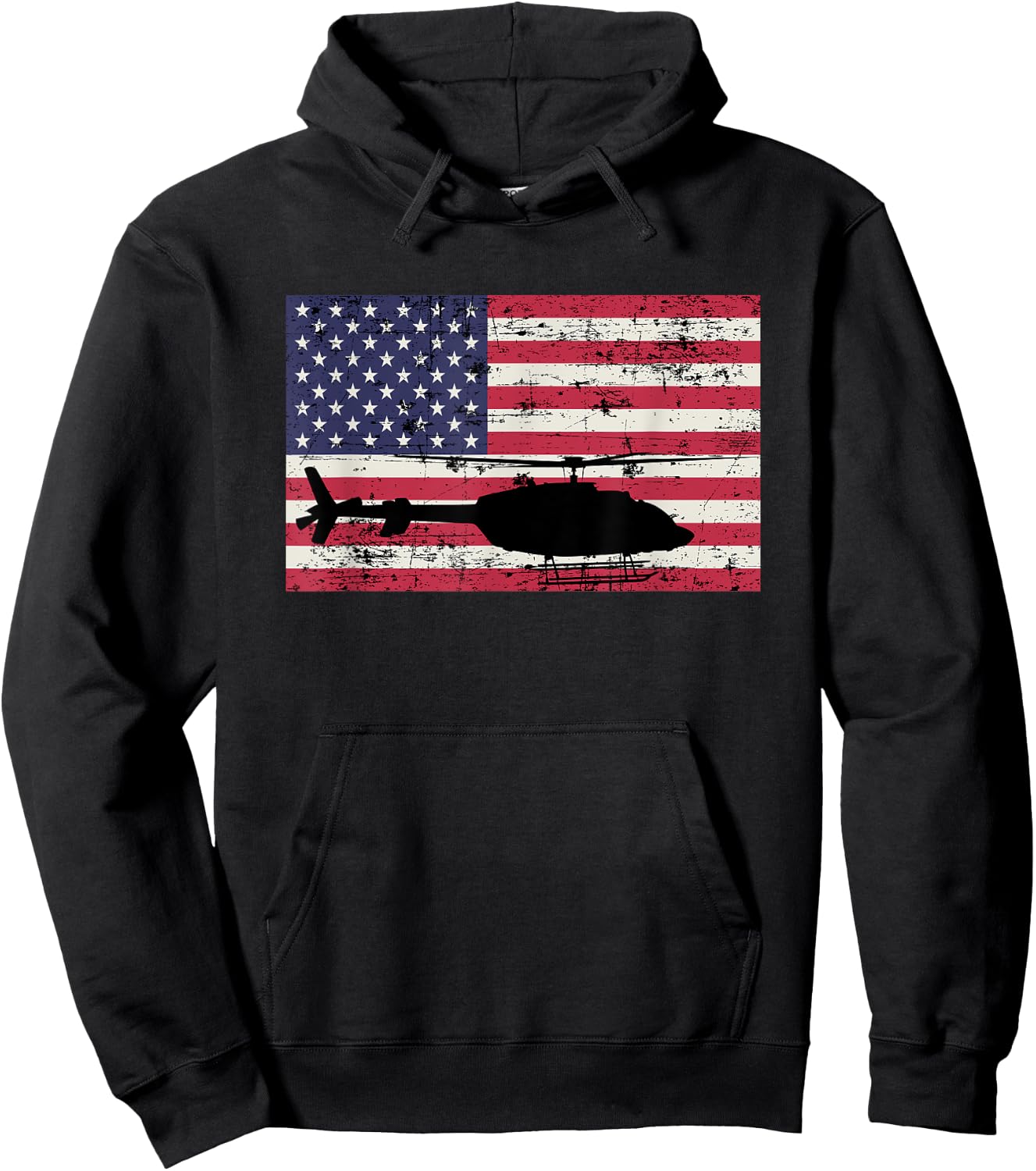 Patriotic Bell 407 helicopter American flag Hoodie - Hoodie | Black