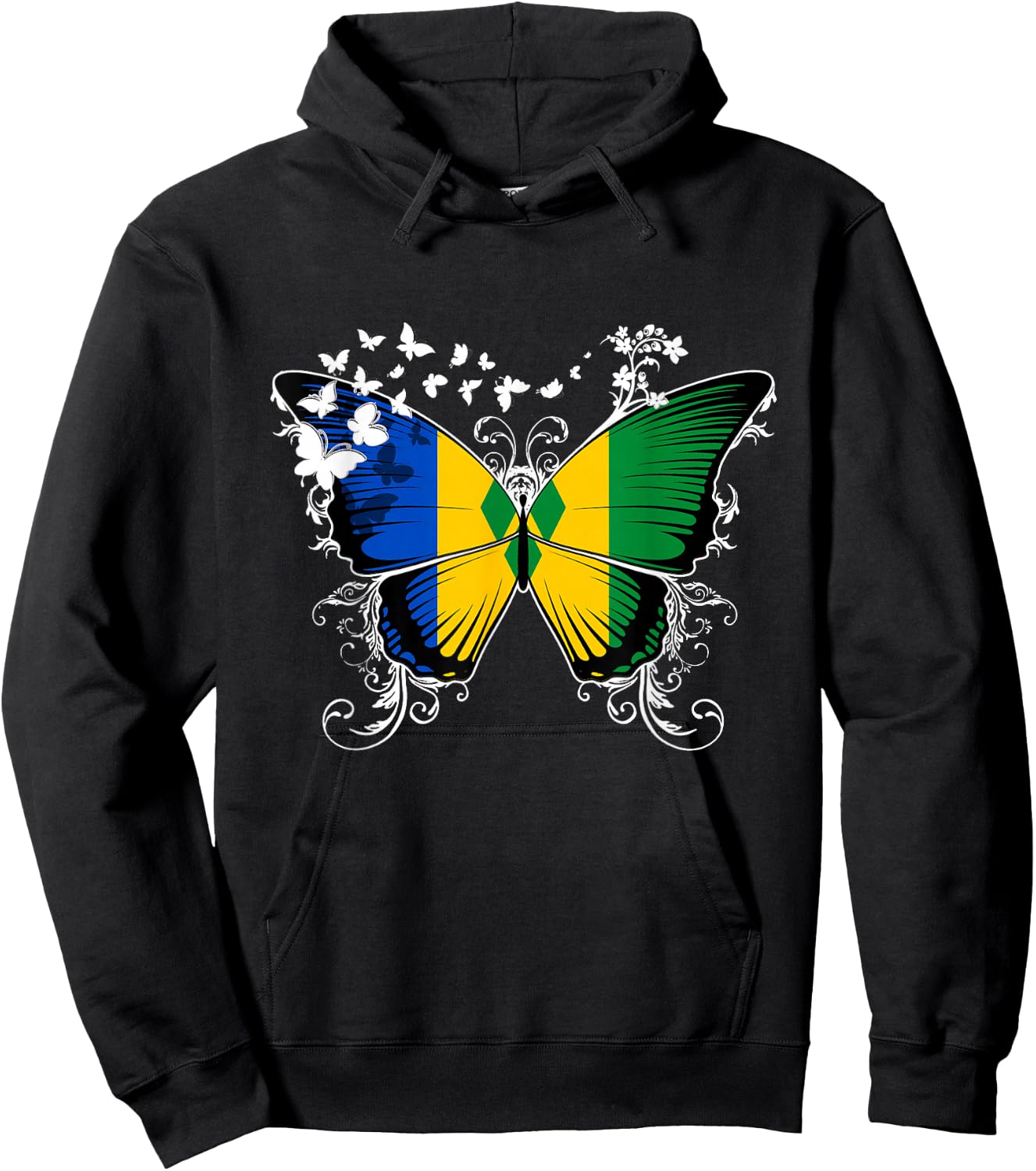 St. Vincent Flag Shirt Butterfly Graphic T Shirt Hoodie - Hoodie | Black
