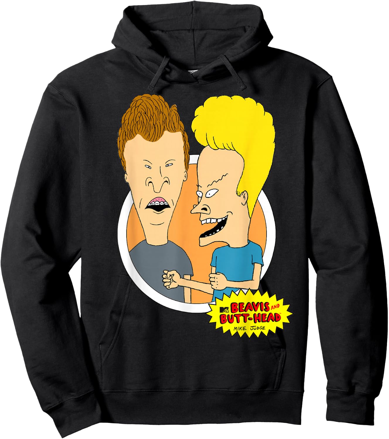 Beavis and Butt-Head Classic Circle Portrait Hoodie - Hoodie | Black