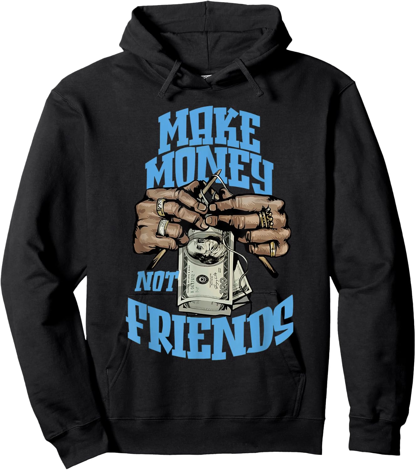 University Blue Black White Match Hoodie - Hoodie | Black