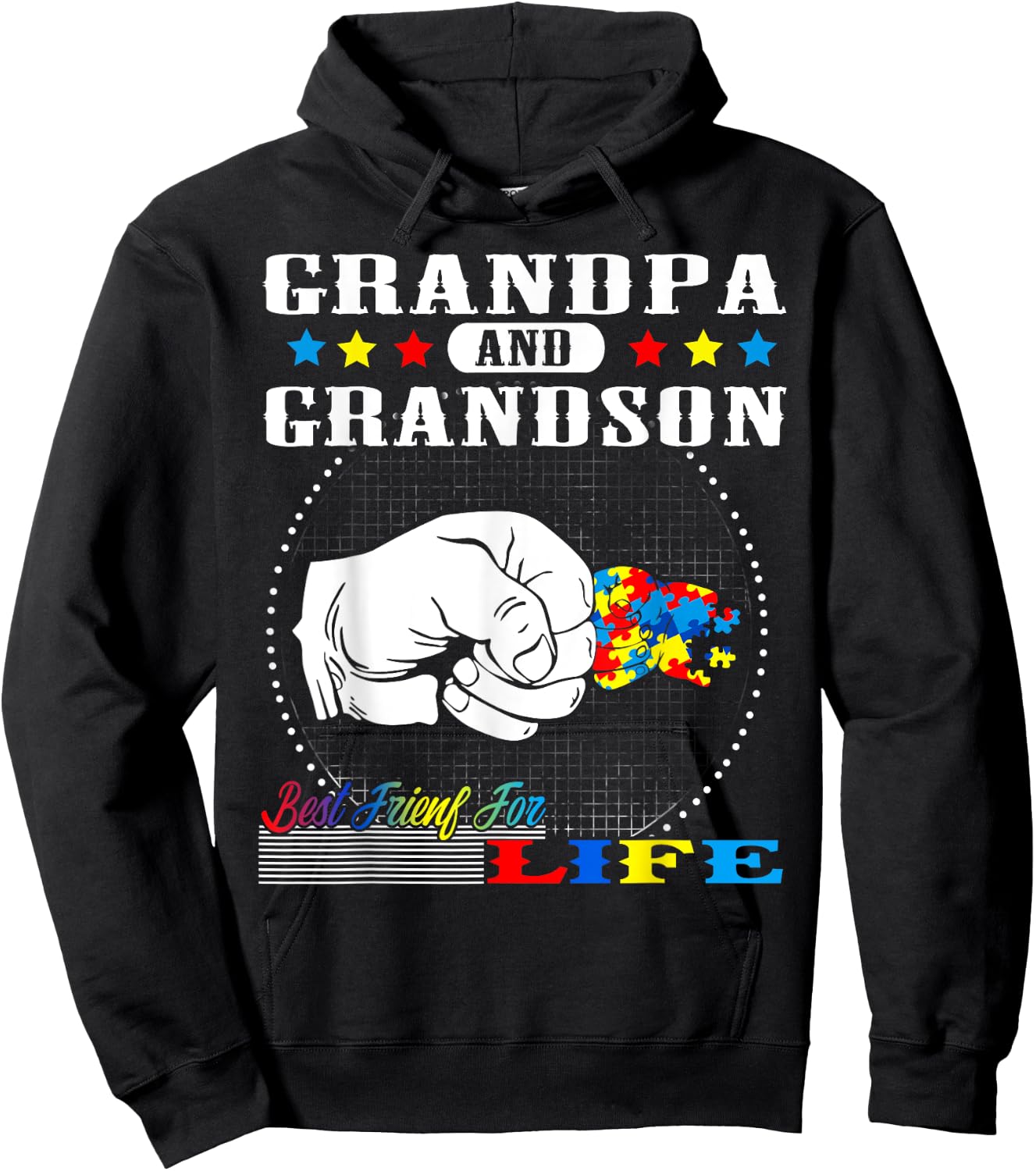 Autism Awareness Grandpa Grandson Best Friend for Life Gift Hoodie - Hoodie | Black