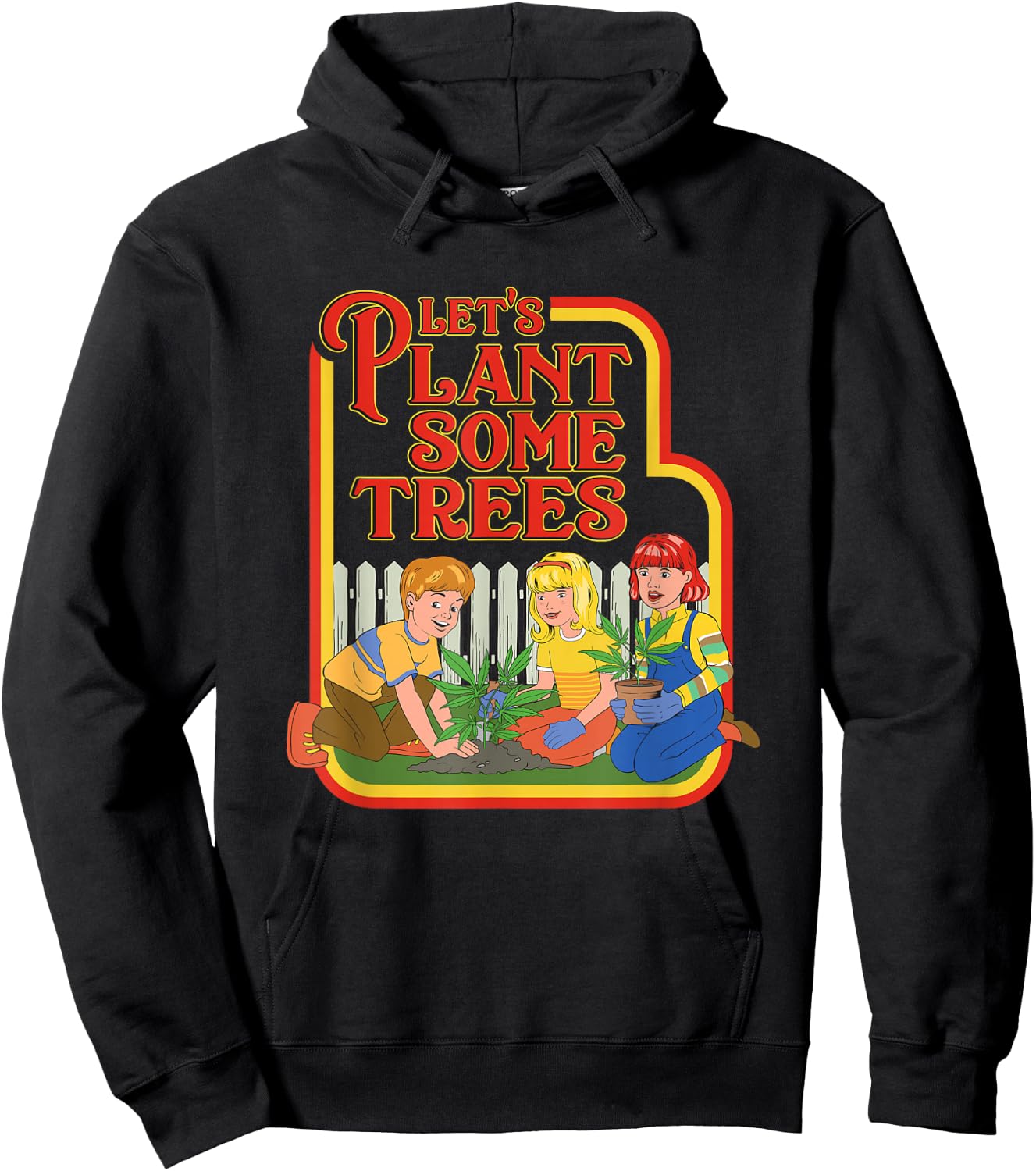 Let’s Plant Some Trees Cannabis Humor Marijuana Funny Weed Short Sleeve Hoodie - Hoodie | Black