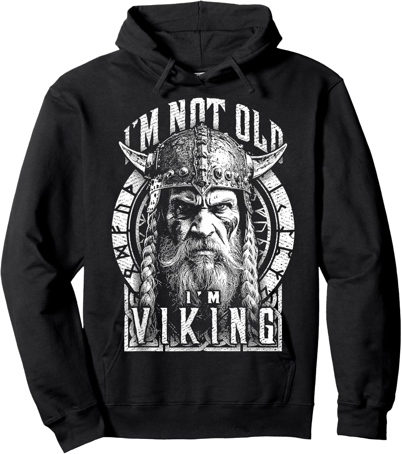 Funny Viking I'm Not Old Man Birthday Warrior Norse Runes Hoodie - Hoodie | Black