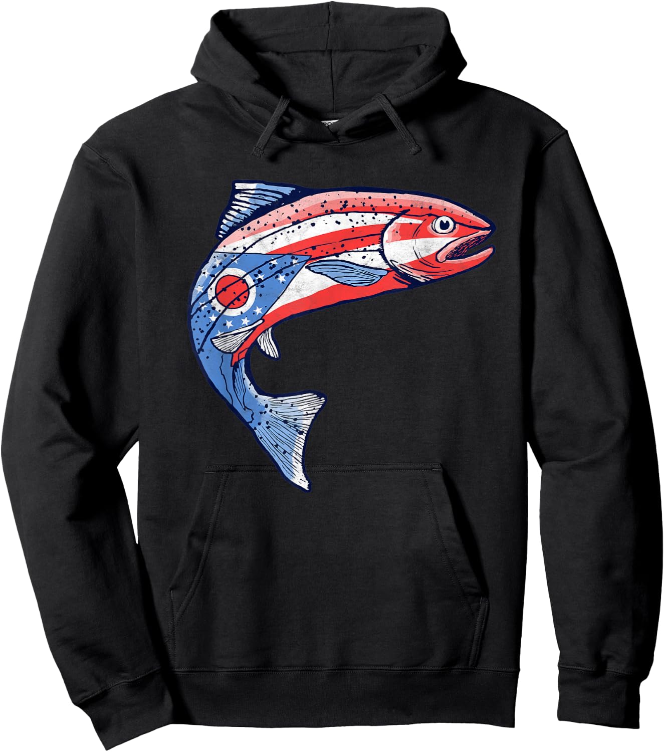 Retro Ohio Flag Trout Vintage Fly Fishing Graphic Design Hoodie - Hoodie | Black
