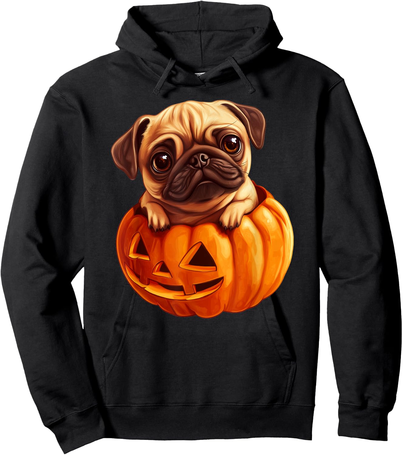 Pug in Pumpkin Halloween Pugkin | Cute Pug Halloween Hoodie - Hoodie | Black