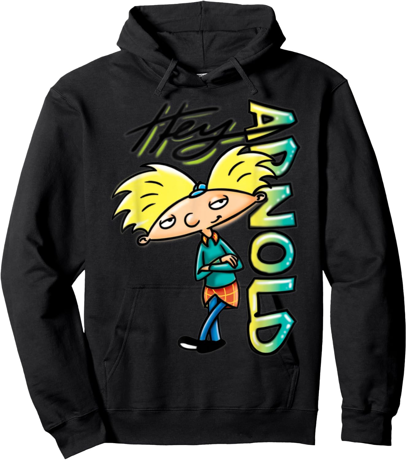 Nickelodeon Hey Arnold Character Grafitti Logo Hoodie - Hoodie | Black
