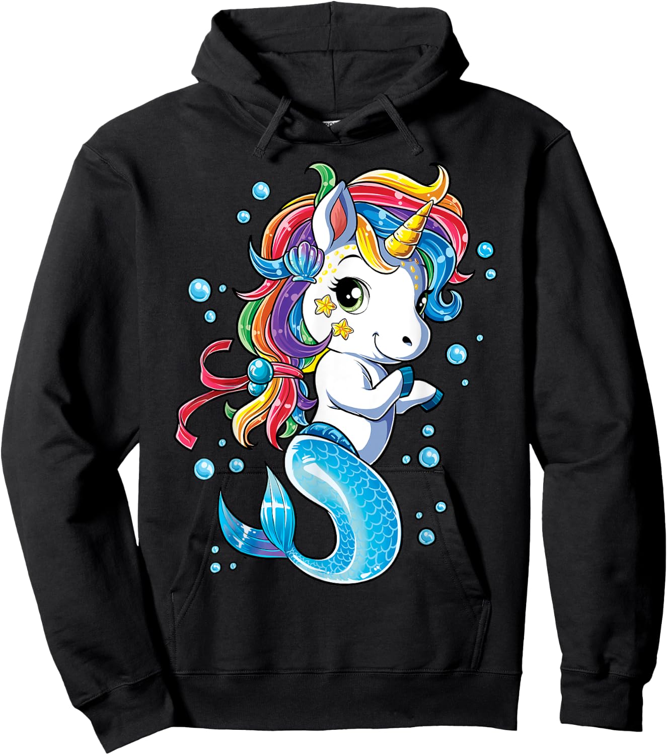 Unicorn Mermaid Mermicorn T Shirt Girls Kids Rainbow Gifts Hoodie - Hoodie | Black