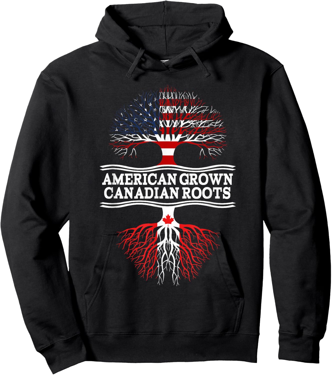 American Grown With Canadian Roots Gift Canada Hoodie - Hoodie | Black