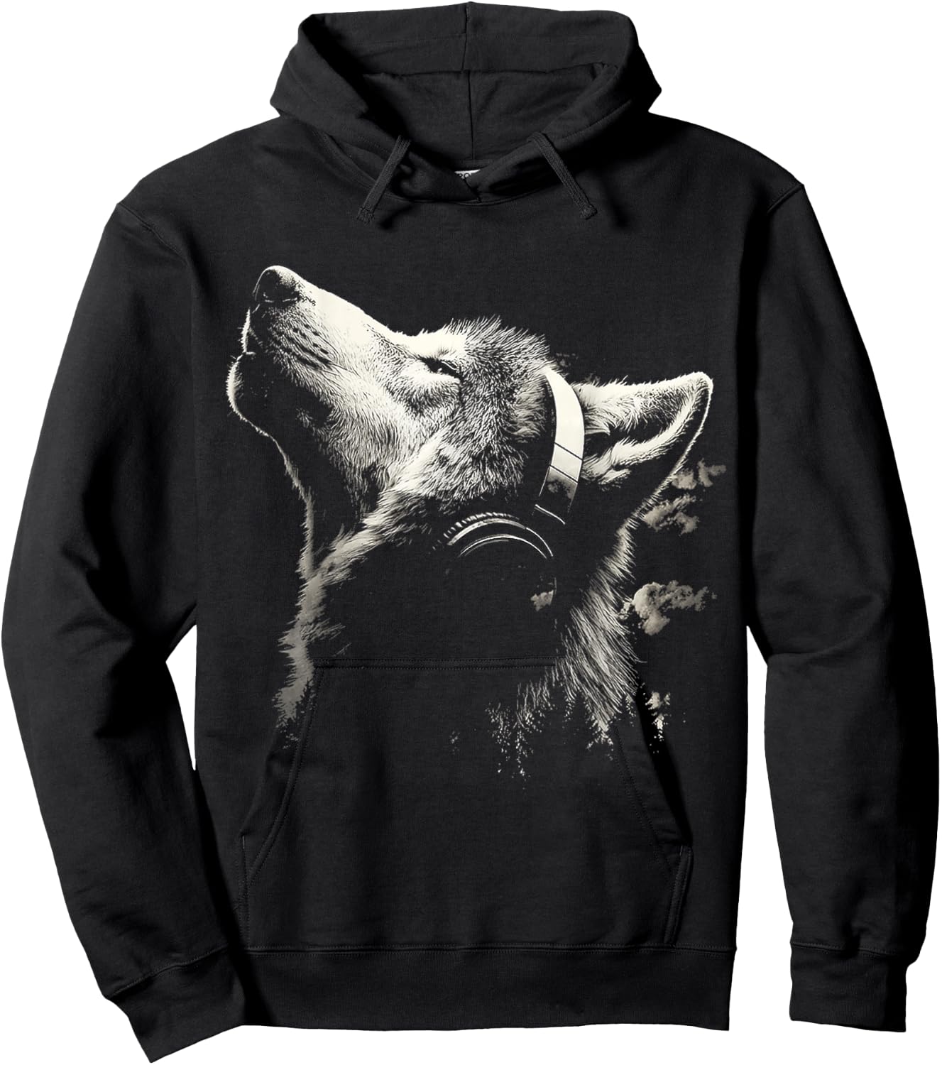 Wolf Animal Graphic Music Headphone Artwork Wolf Hoodie - Hoodie | Black