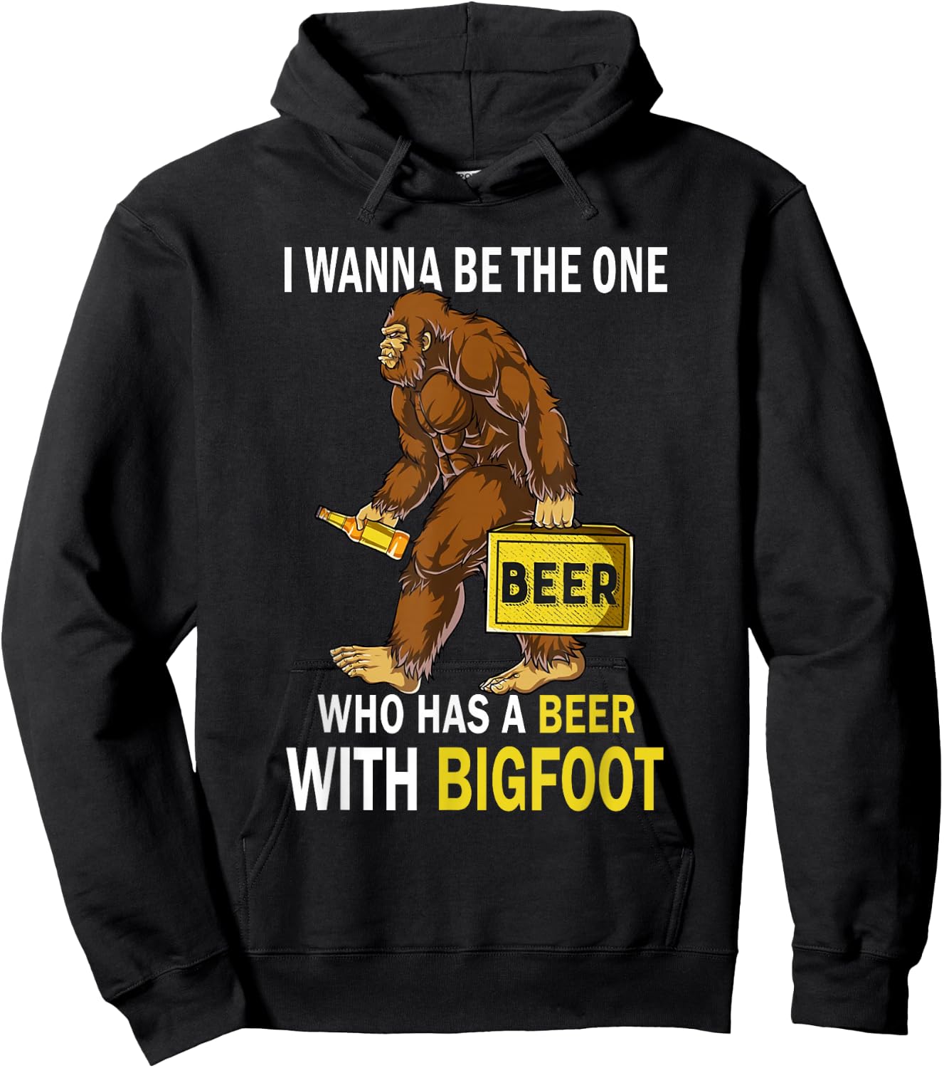 Beer With Bigfoot Idea Gift Sasquatch Man's Hoodie - Hoodie | Black