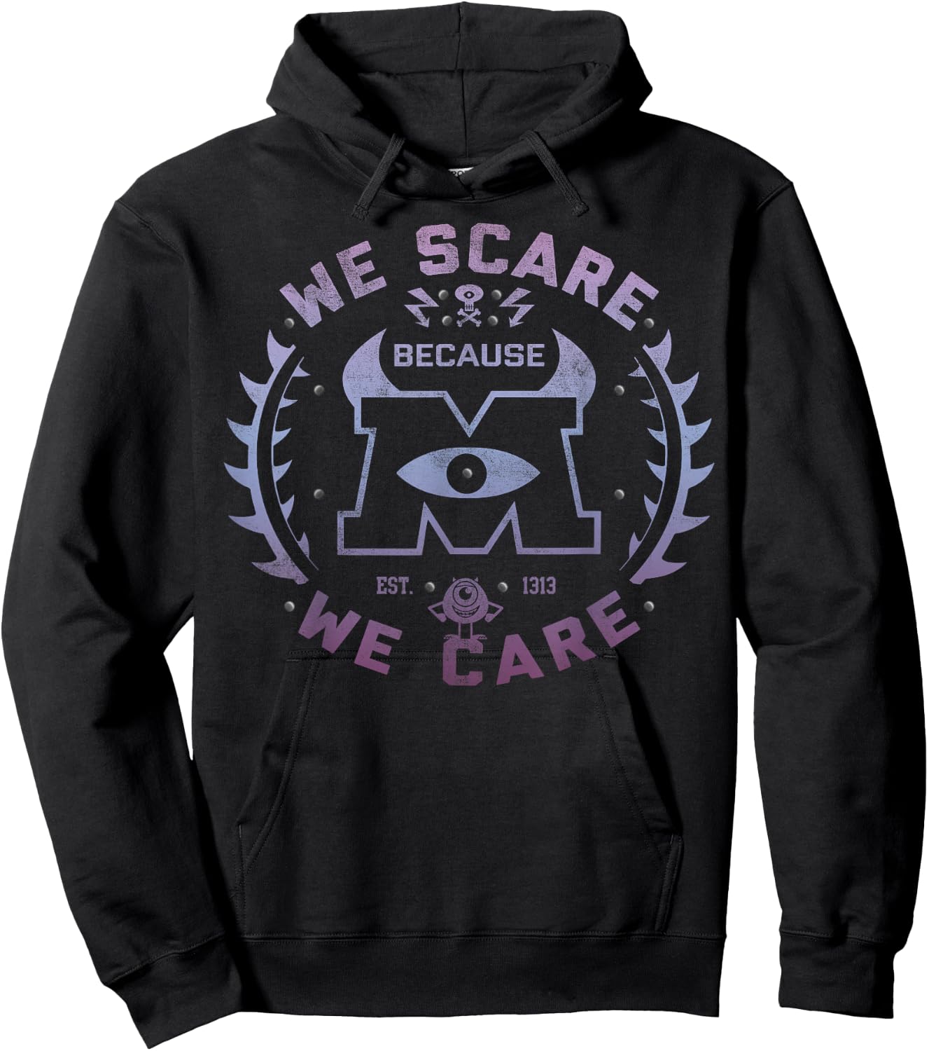Disney Pixar Monsters Inc. We Scare Because We Care Logo Hoodie - Hoodie | Black