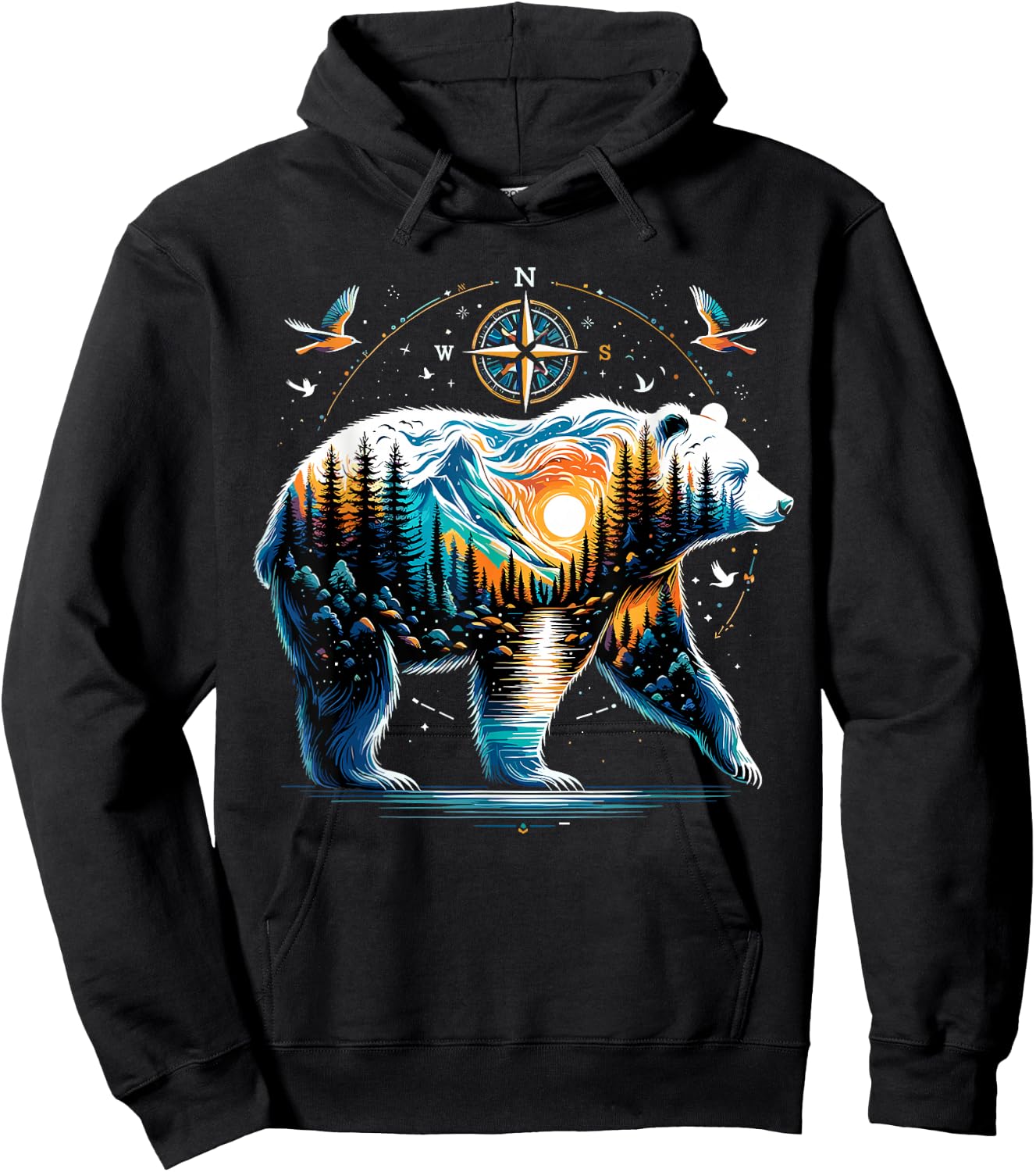 Bear Hiking Grizzly Bear Camping Camper Hoodie - Hoodie | Black