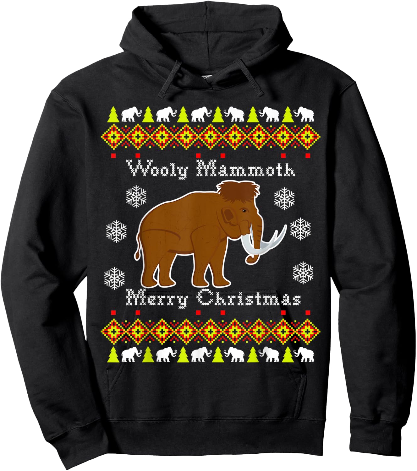 Wooly Mammoth Ugly Christmas Hoodie - Hoodie | Black