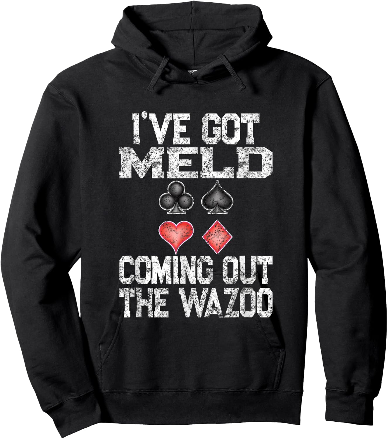 Retro Pinochle Playing Card Meld Quote Gift Hoodie - Hoodie | Black
