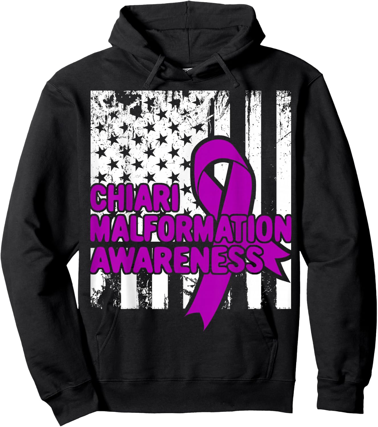 American Flag Shirt - Chiari Malformation Awareness Hoodie - Hoodie | Black