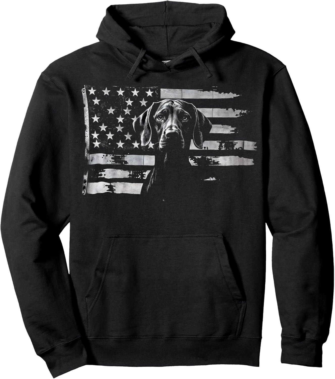 Patriotic German Shorthaired Pointer American Flag GSP Dog Hoodie - Hoodie | Black