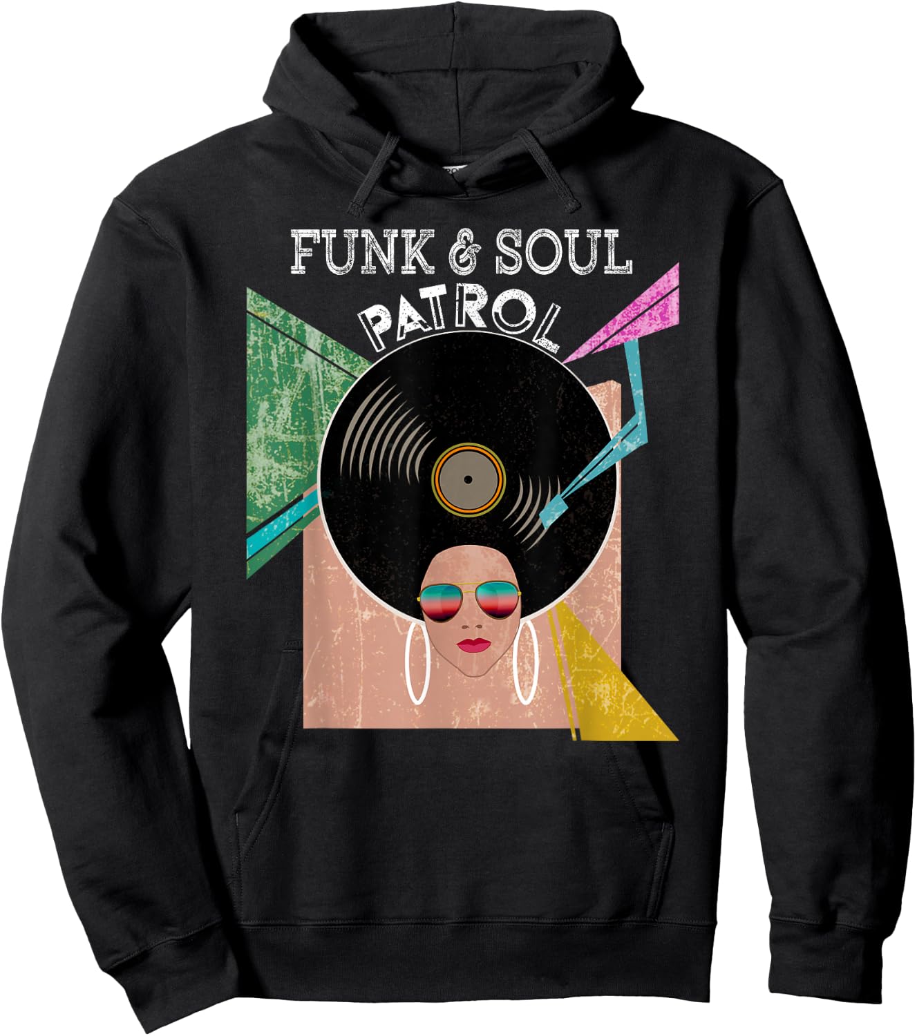 FUNK & SOUL PATROL 70s 80s Vintage Afro Graphic Music Shirt Hoodie - Hoodie | Black