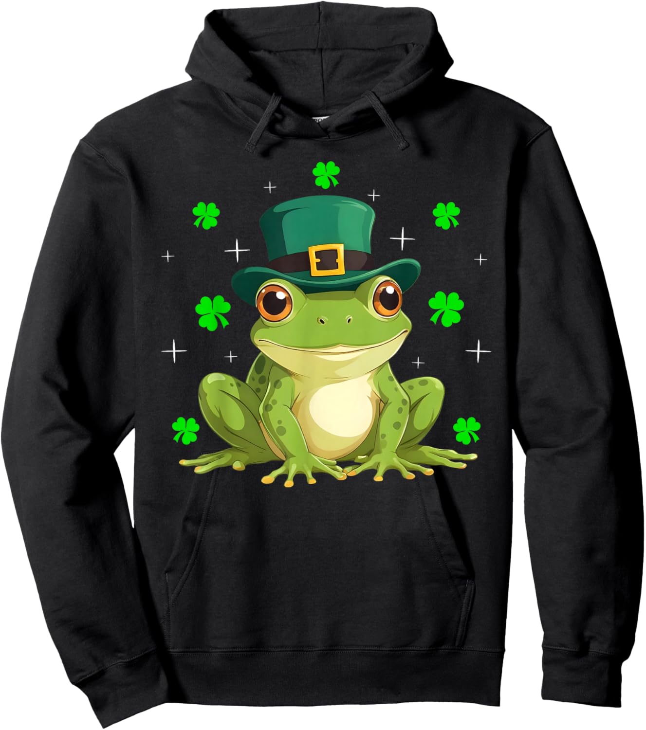 Irish Shamrock Leprechaun Hat Frog St Patrick's Day Hoodie - Hoodie | Black