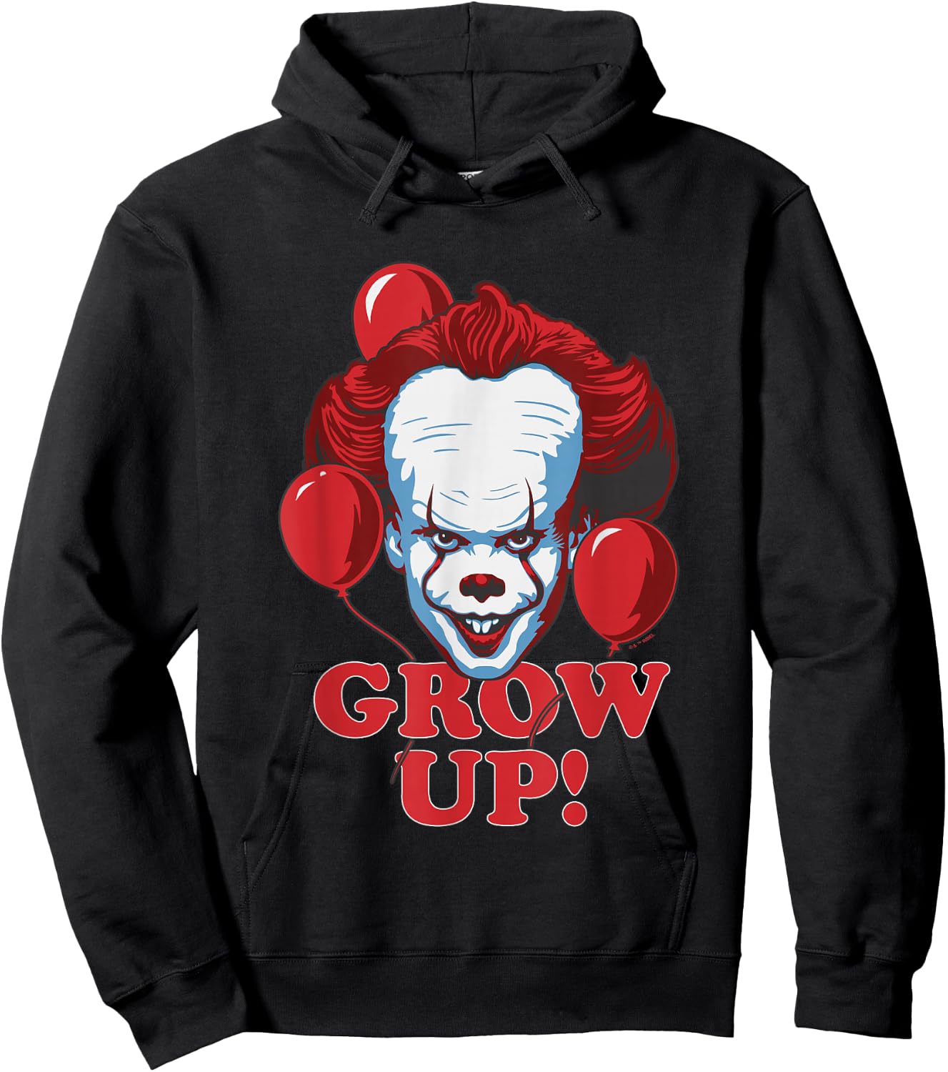 IT: Chapter Two Pennywise Grow Up! Red Balloons Chest Logo Hoodie - Hoodie | Black