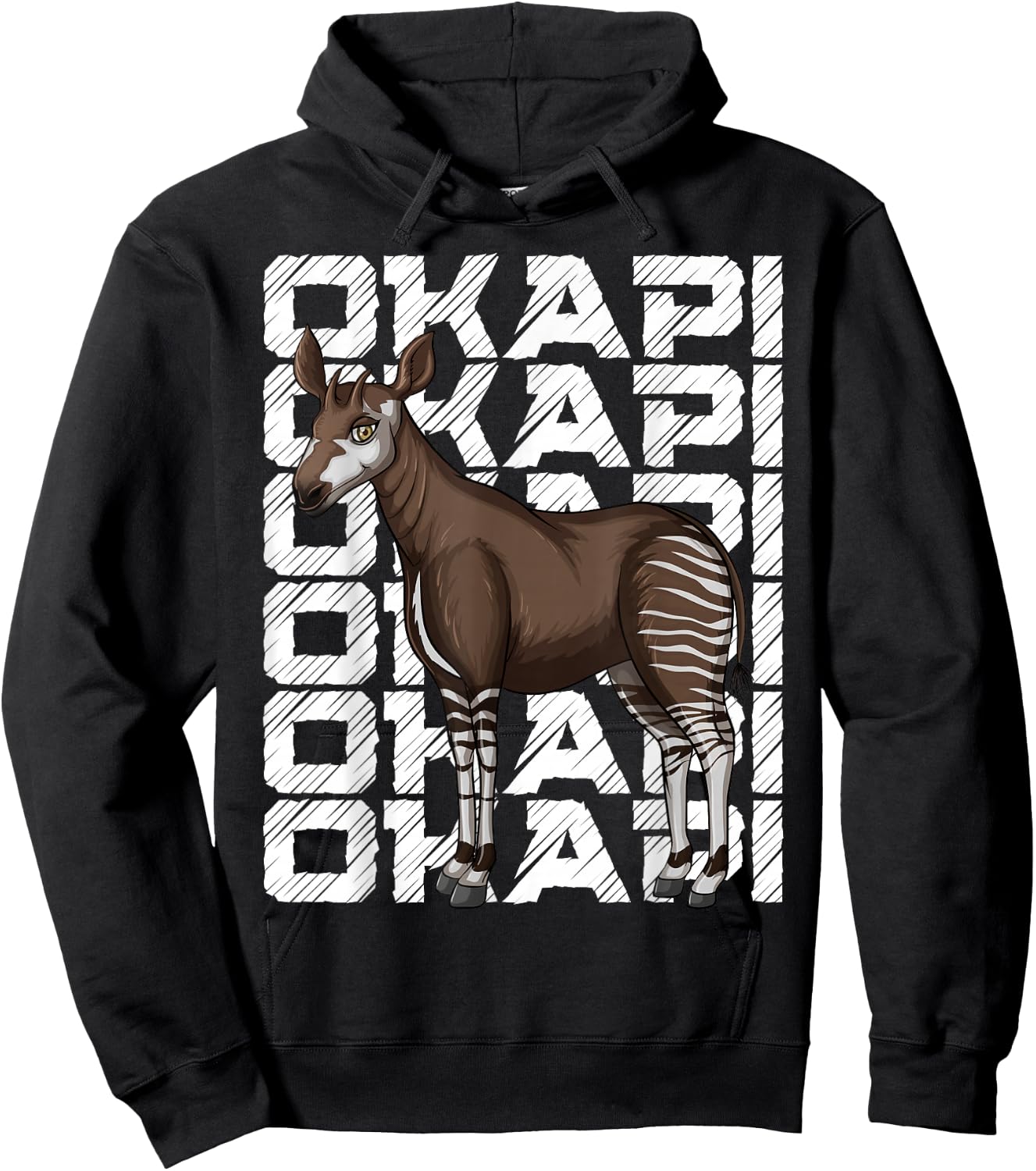 Okapi Illustration with Okapi Hoodie - Hoodie | Black