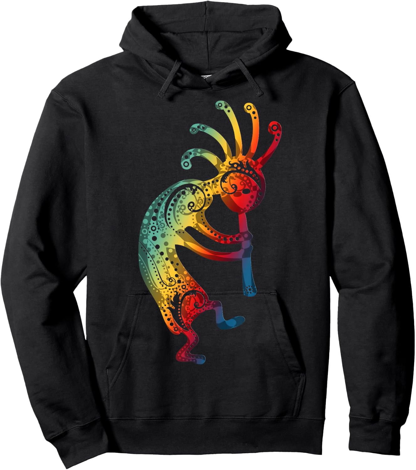 Native American Kokopelli with Ornaments Gradients Hoodie - Hoodie | Black