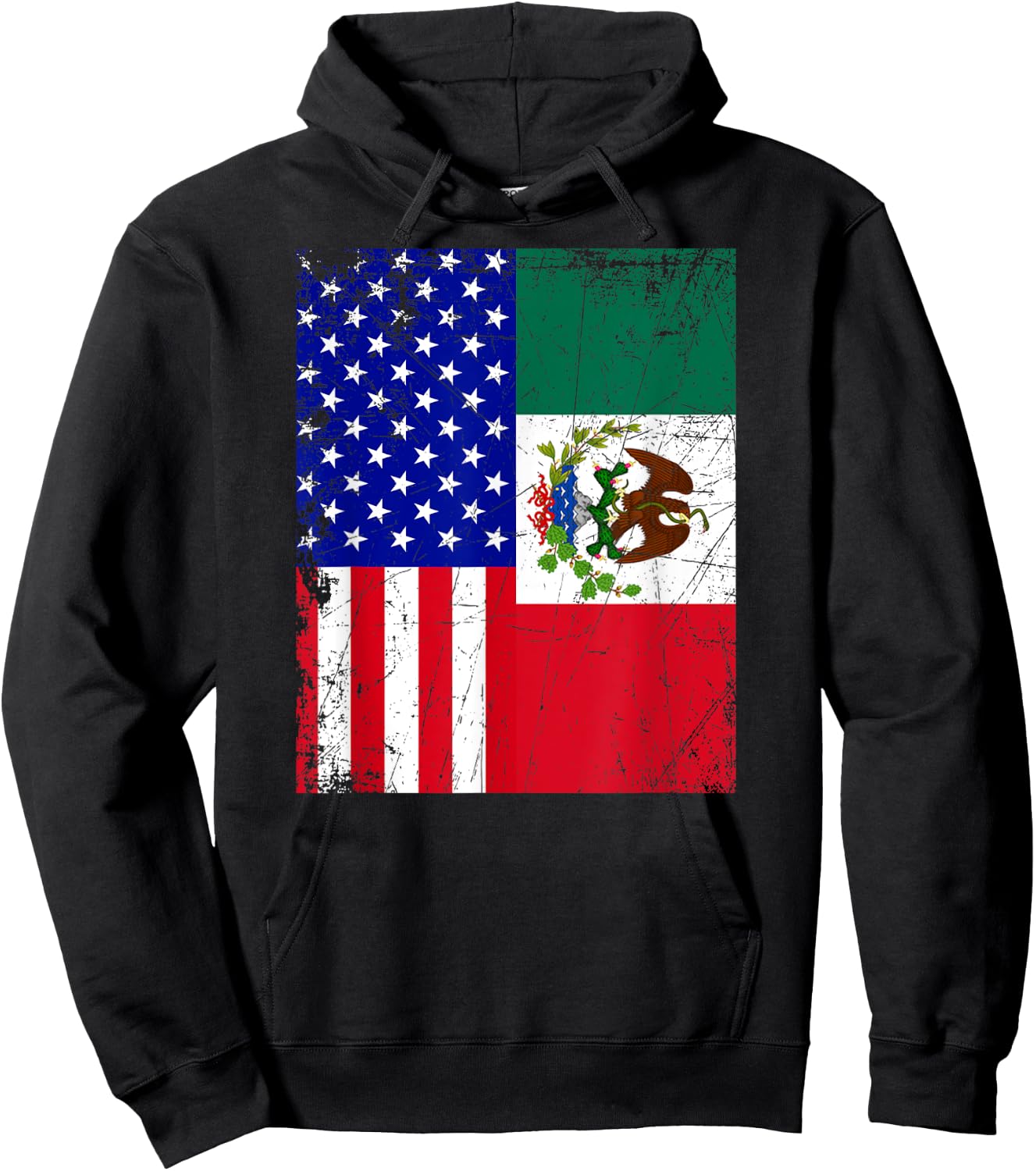 Mexican American Flag Shirt | Half Mexico Half USA Hoodie - Hoodie | Black