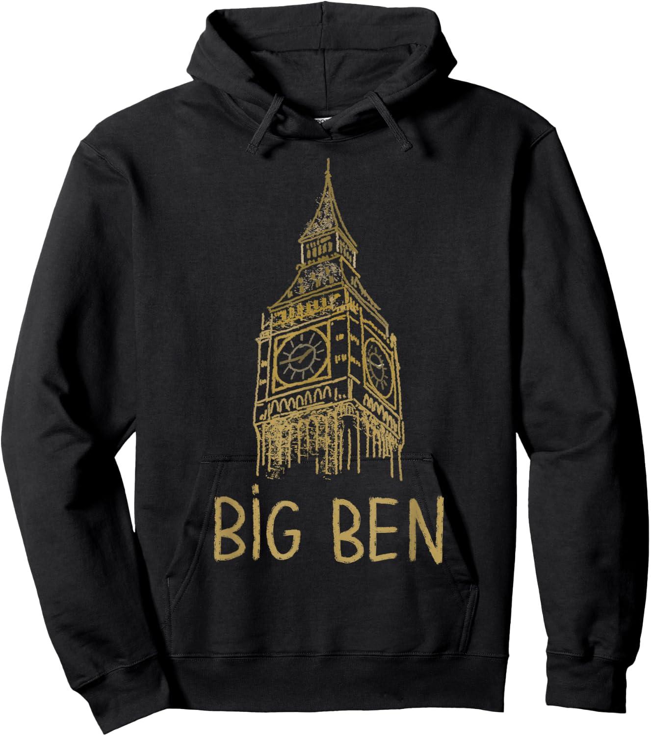 Big Ben London Unique Hand Drawn Art Hoodie - Hoodie | Black