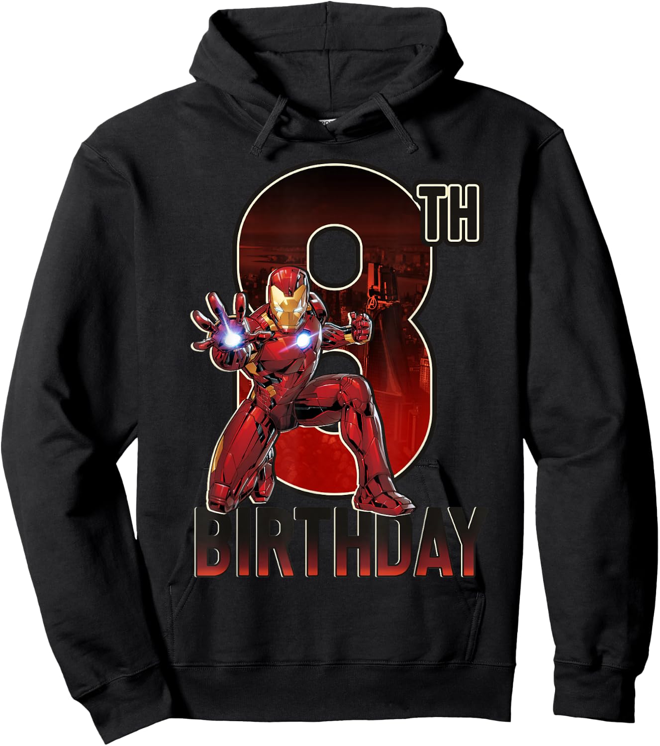 Marvel Iron Man 8th Birthday Action Pose Graphic Hoodie - Hoodie | Black