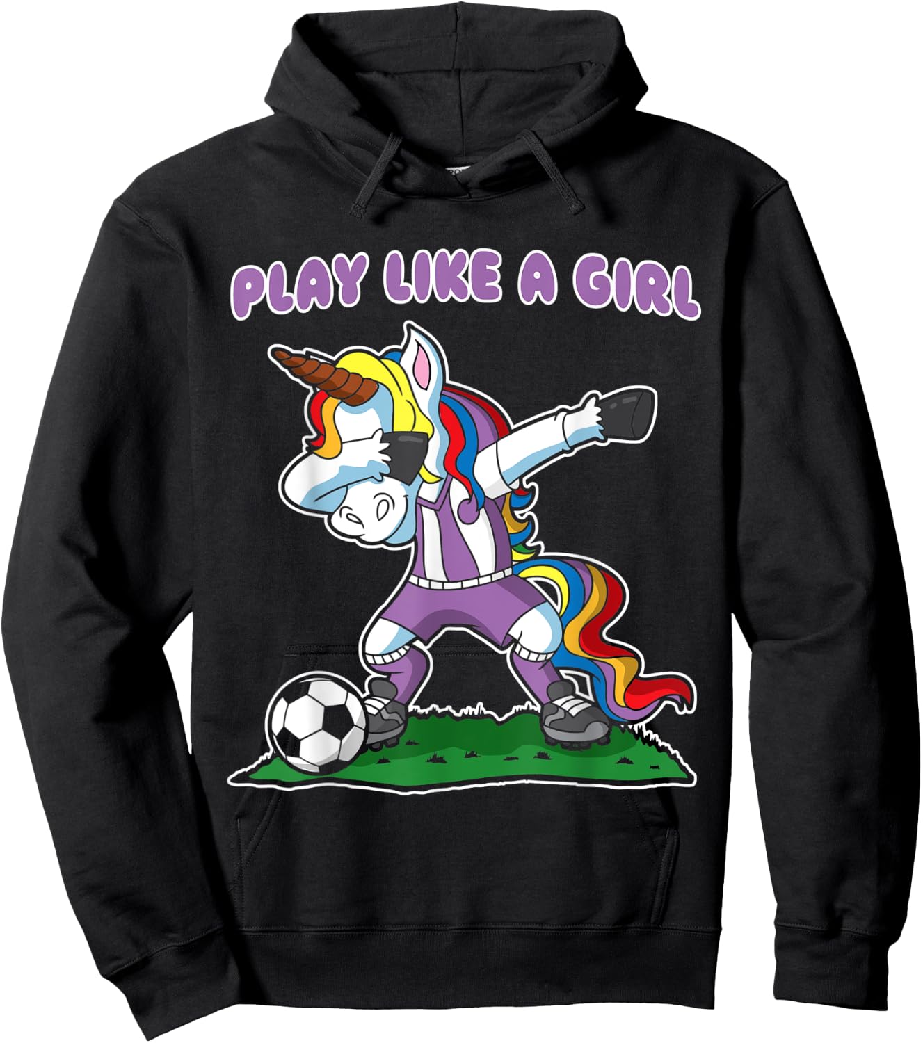 Soccer Unicorn Play Like A Girl Kids Girls Gift Hoodie - Hoodie | Black